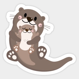 Significant Otters - Otters Mom Holding Each Other Sticker